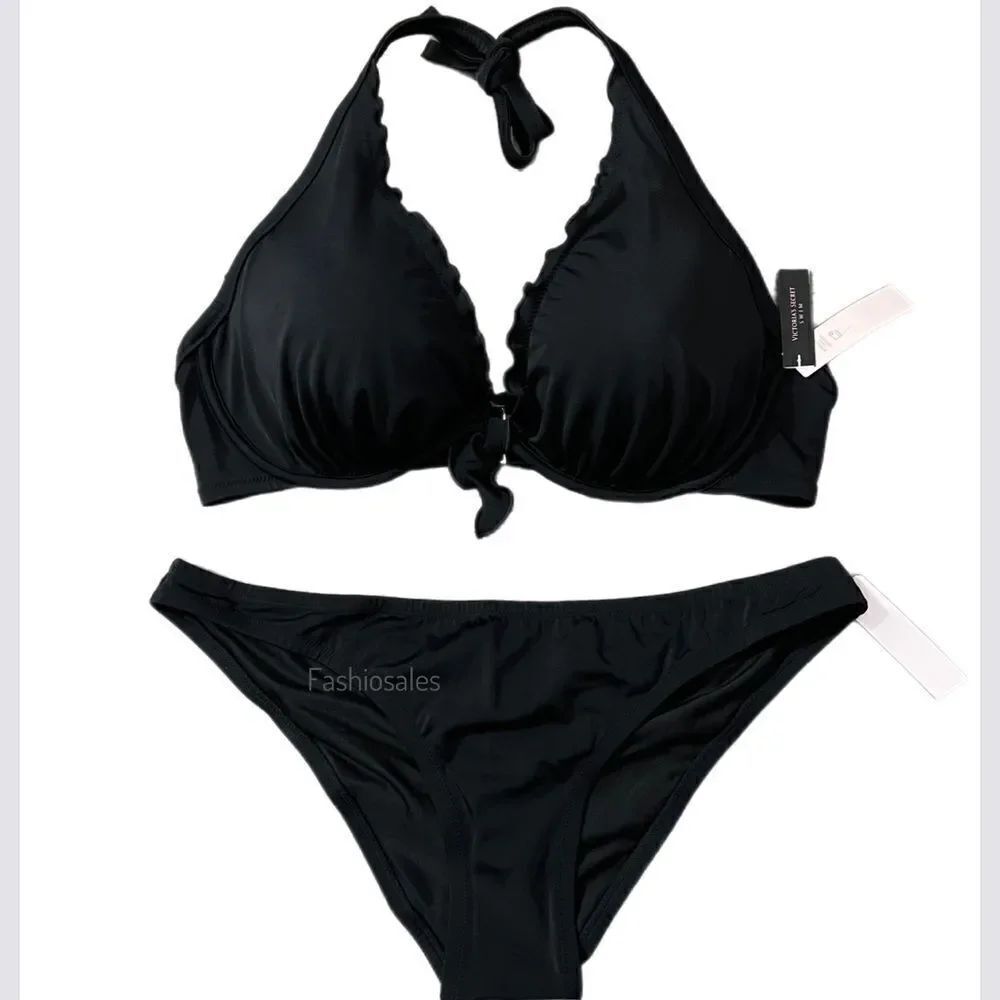 Victorias Secret Swim Capri Ruffle Bikini top Removable Push Up & Bottom Set